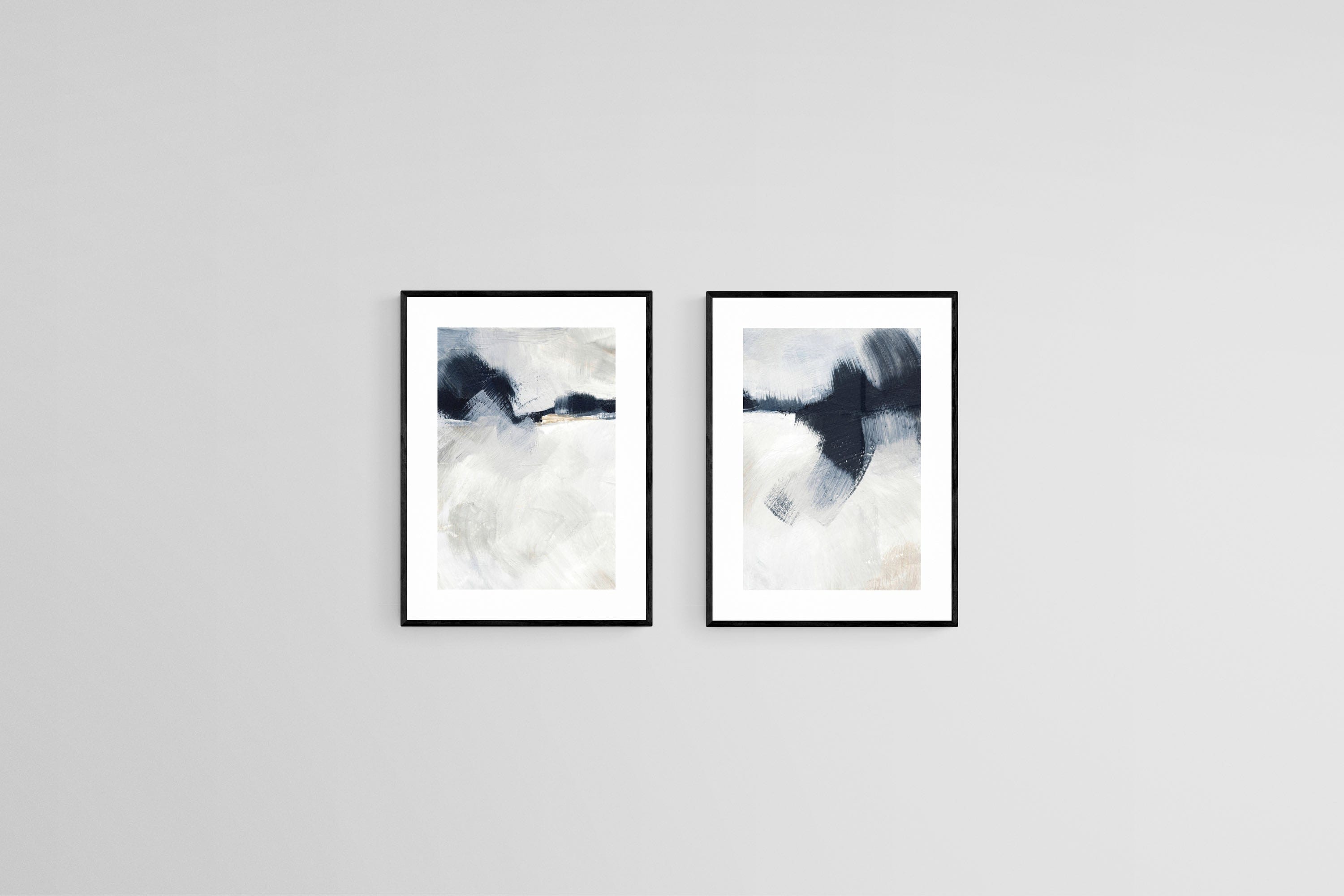 Horizon Set-Wall_Art-45 x 60cm (x2)-Framed Print-Black-Pixalot