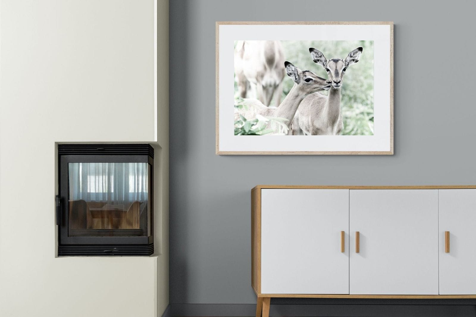 Impala Kisses-Wall_Art-100 x 75cm-Framed Print-Wood-Pixalot
