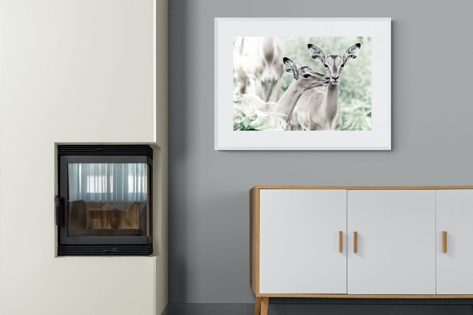 Impala Kisses-Wall_Art-100 x 75cm-Framed Print-White-Pixalot