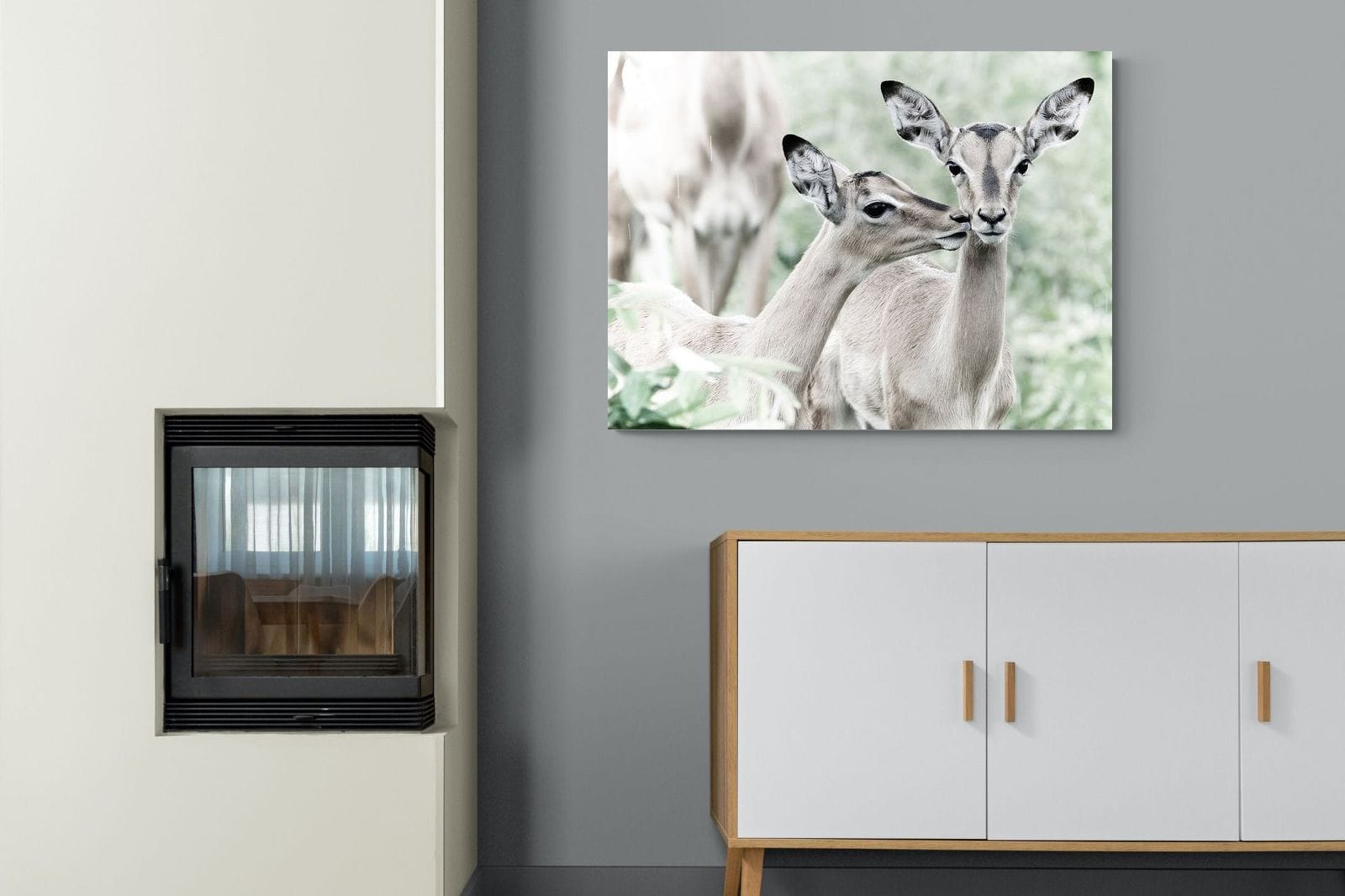 Impala Kisses-Wall_Art-100 x 75cm-Mounted Canvas-No Frame-Pixalot