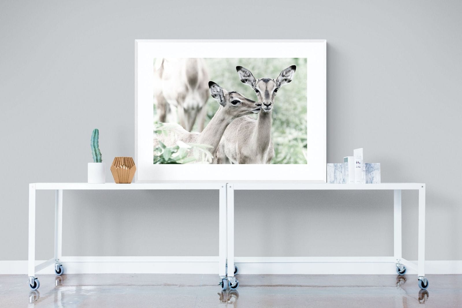 Impala Kisses-Wall_Art-120 x 90cm-Framed Print-White-Pixalot