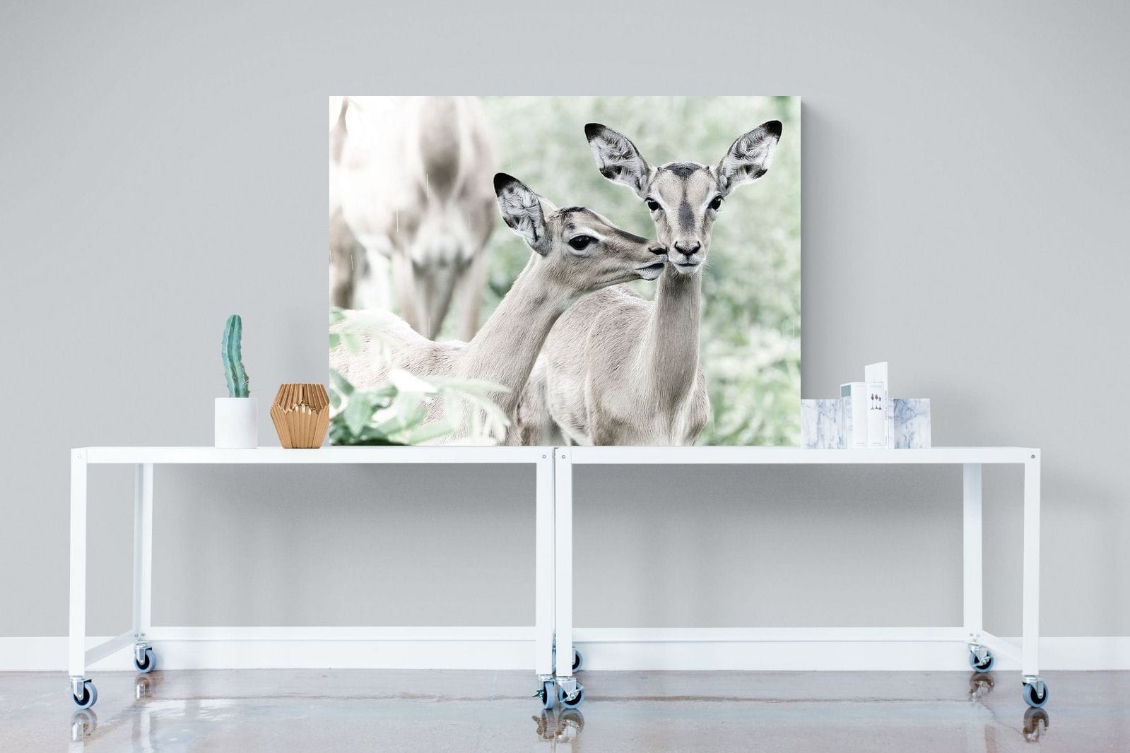 Impala Kisses-Wall_Art-120 x 90cm-Mounted Canvas-No Frame-Pixalot