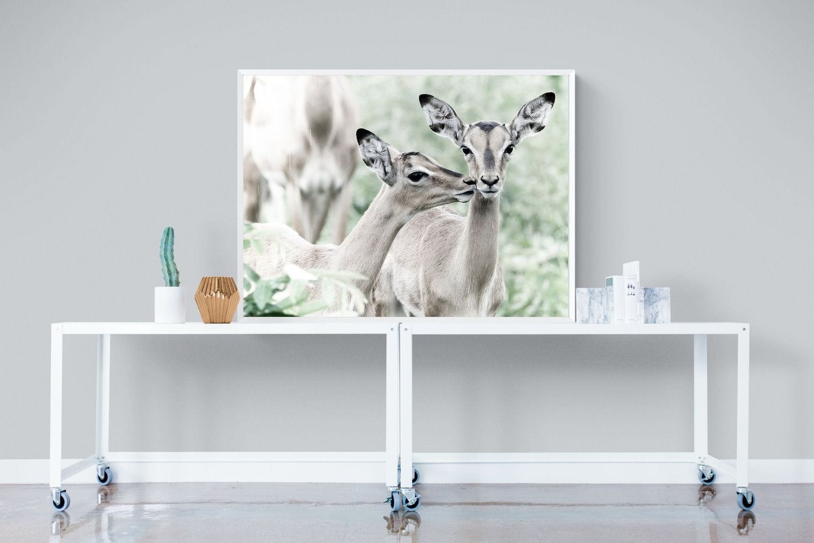 Impala Kisses-Wall_Art-120 x 90cm-Mounted Canvas-White-Pixalot