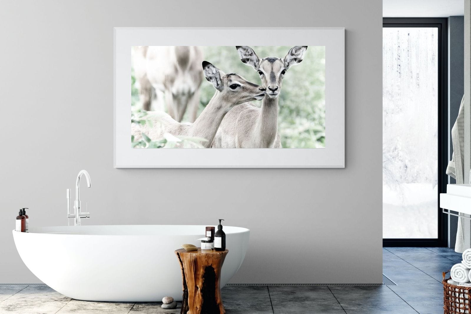 Impala Kisses-Wall_Art-180 x 110cm-Framed Print-White-Pixalot