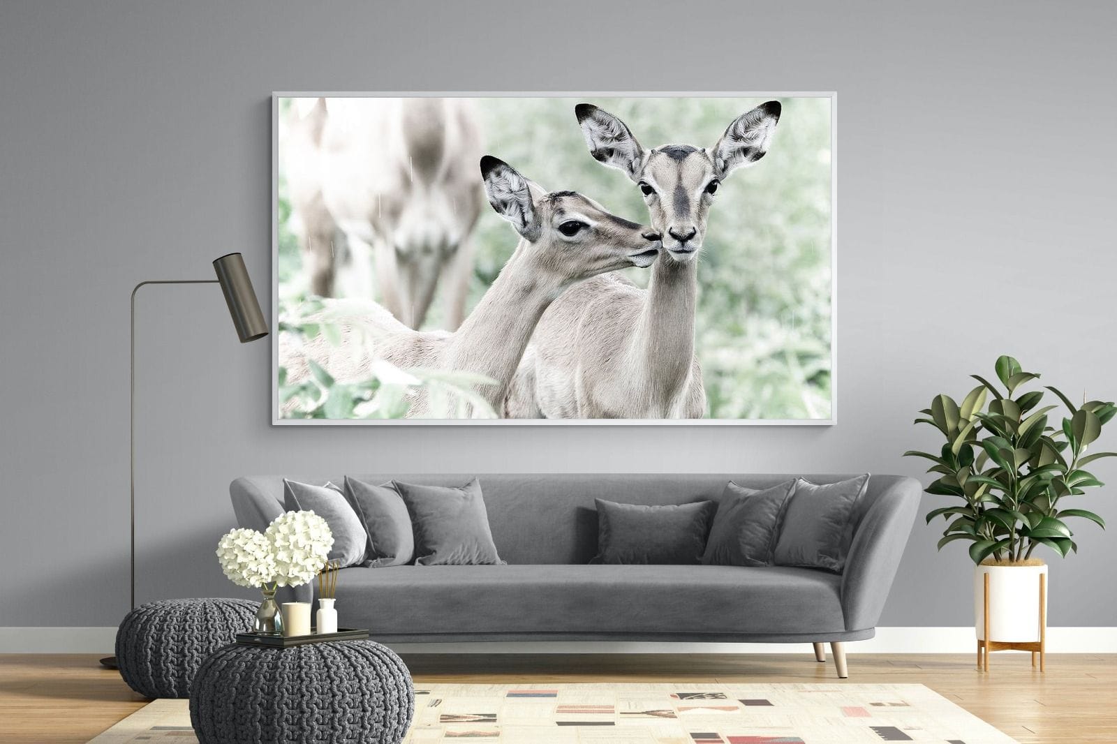 Impala Kisses-Wall_Art-220 x 130cm-Mounted Canvas-White-Pixalot