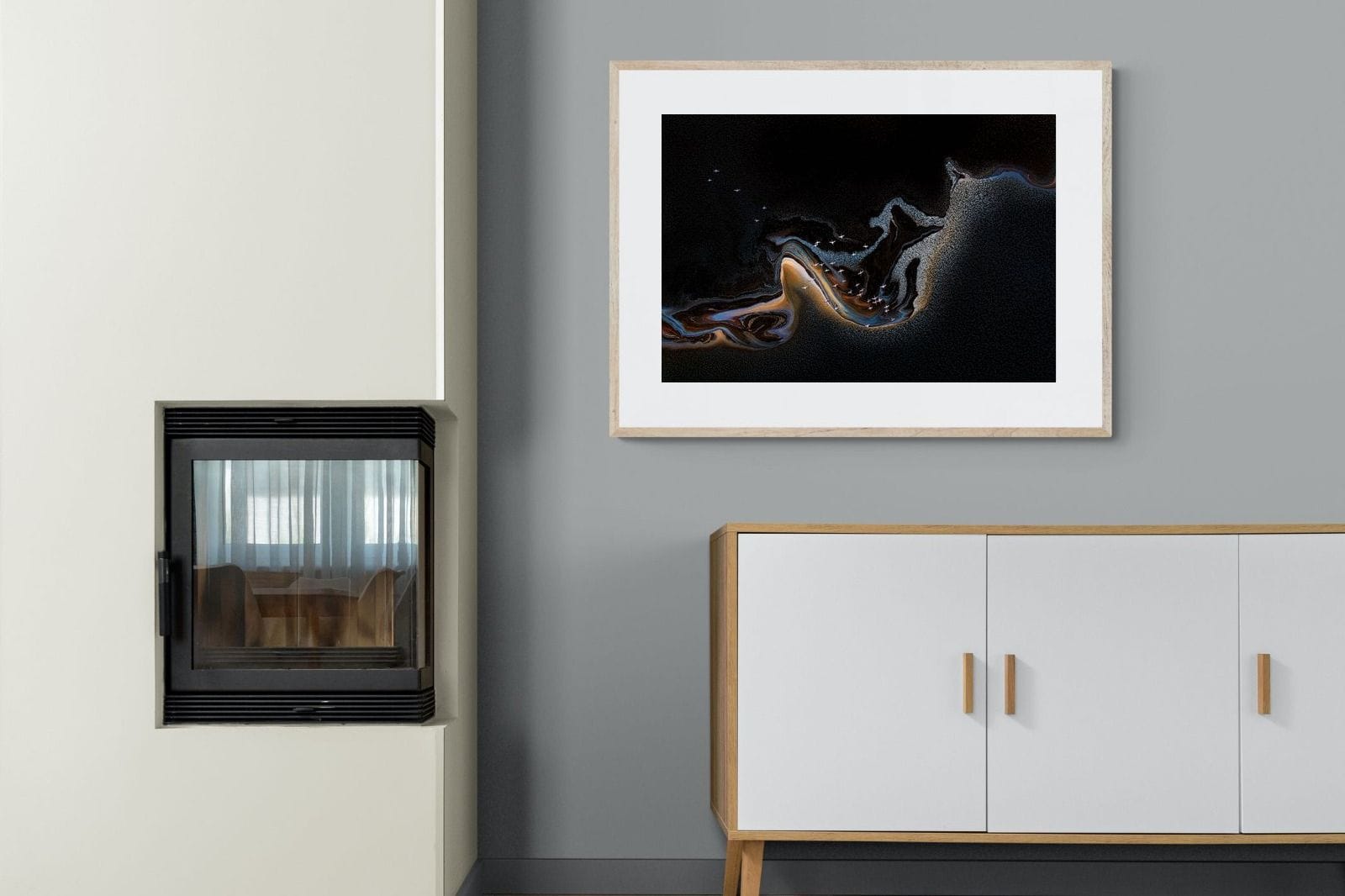 Inky Earth-Wall_Art-100 x 75cm-Framed Print-Wood-Pixalot