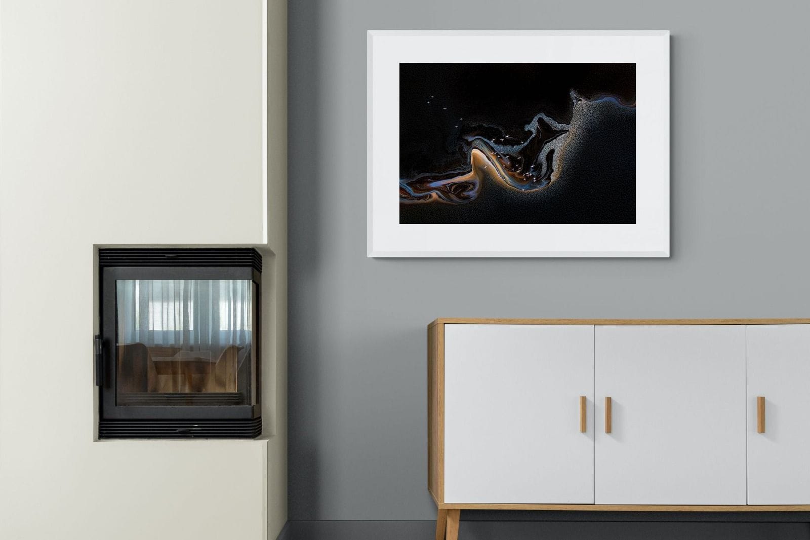 Inky Earth-Wall_Art-100 x 75cm-Framed Print-White-Pixalot
