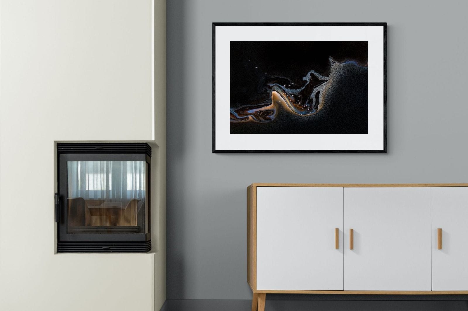 Inky Earth-Wall_Art-100 x 75cm-Framed Print-Black-Pixalot