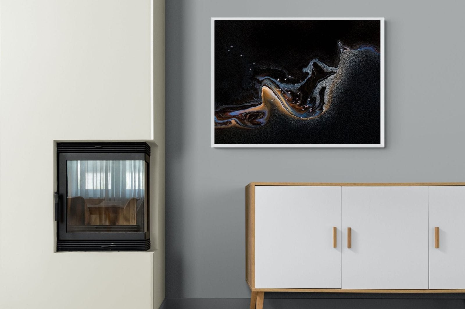Inky Earth-Wall_Art-100 x 75cm-Mounted Canvas-White-Pixalot