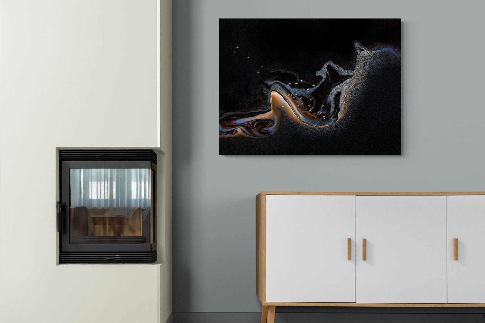Inky Earth-Wall_Art-100 x 75cm-Mounted Canvas-No Frame-Pixalot