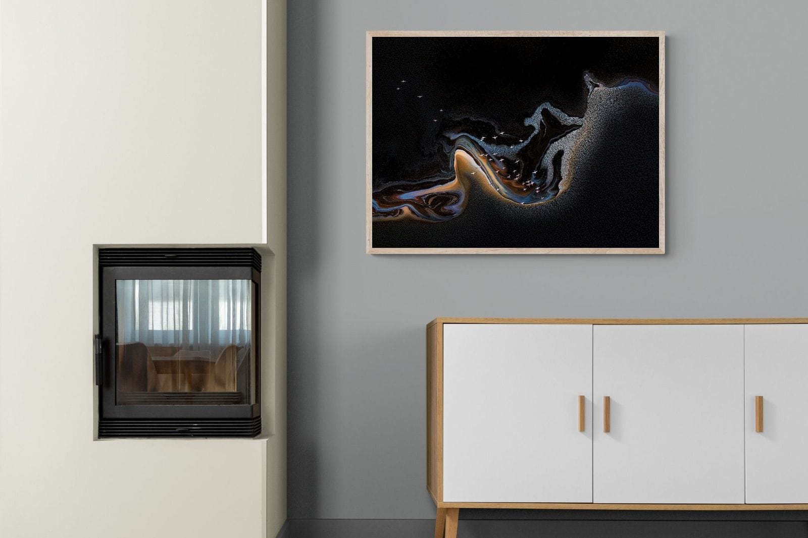 Inky Earth-Wall_Art-100 x 75cm-Mounted Canvas-Wood-Pixalot