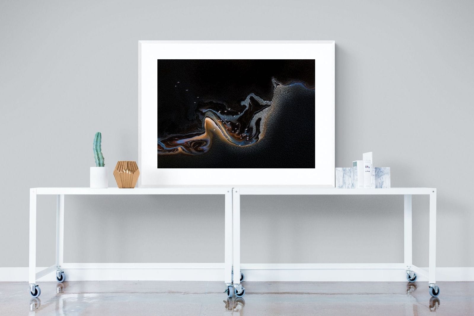 Inky Earth-Wall_Art-120 x 90cm-Framed Print-White-Pixalot