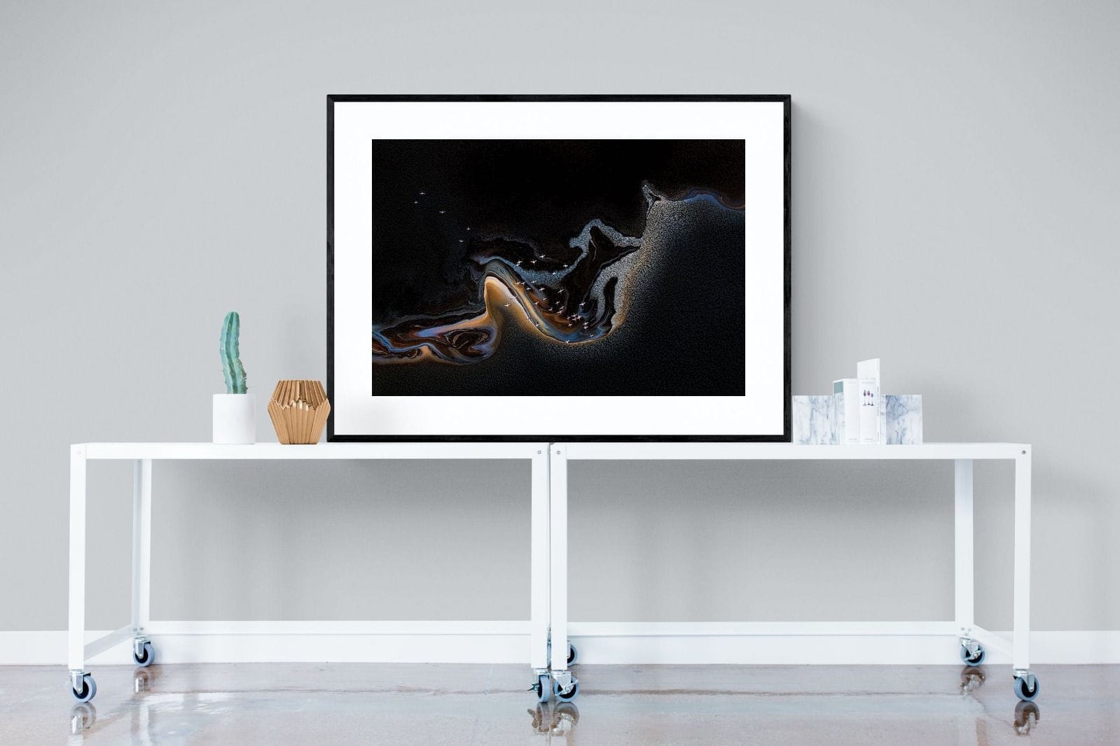 Inky Earth-Wall_Art-120 x 90cm-Framed Print-Black-Pixalot