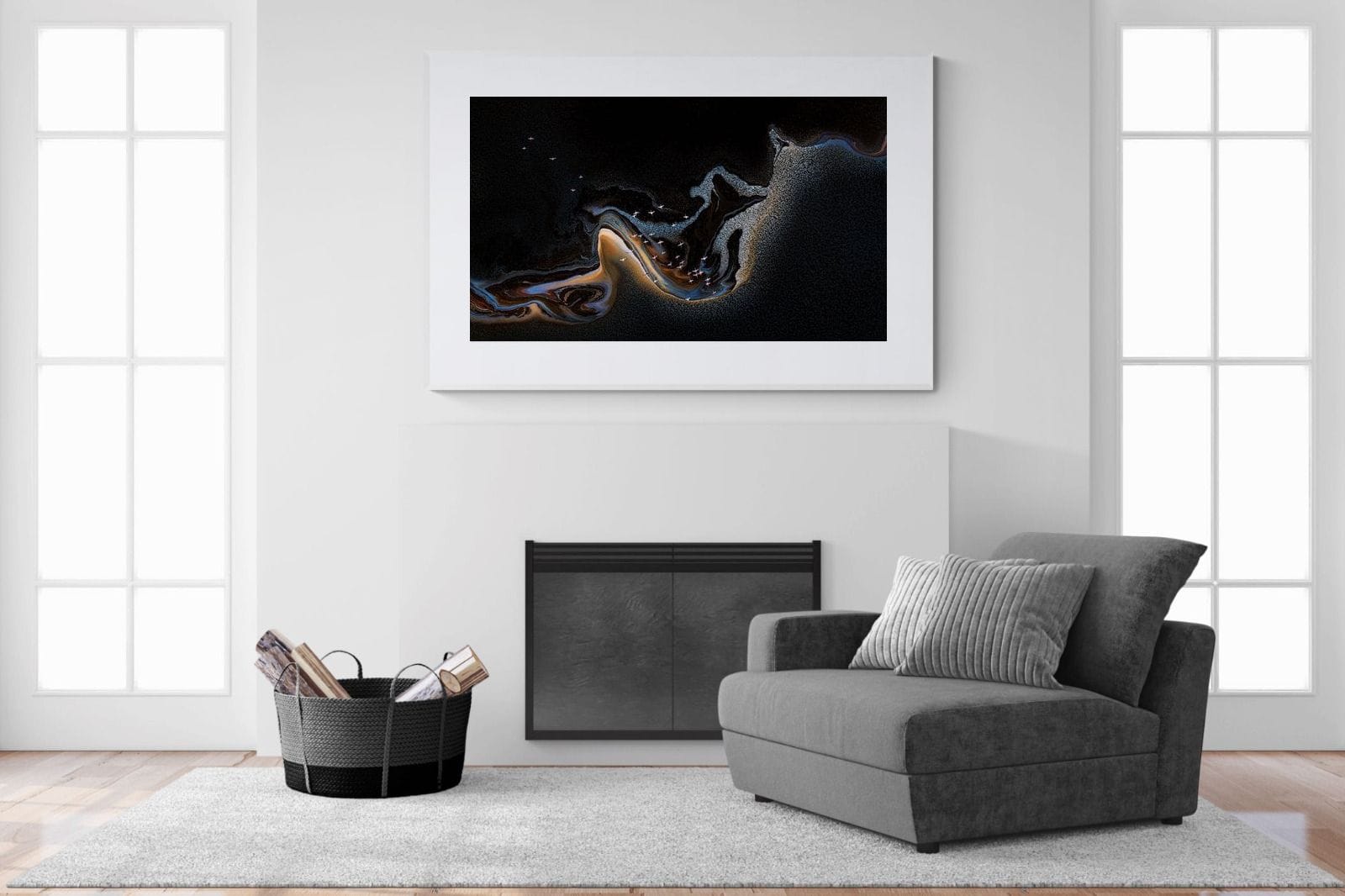 Inky Earth-Wall_Art-150 x 100cm-Framed Print-White-Pixalot
