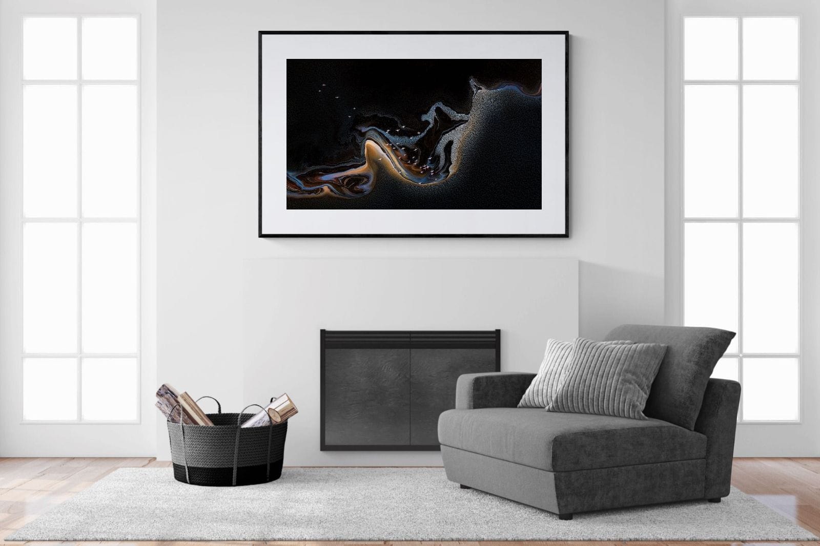 Inky Earth-Wall_Art-150 x 100cm-Framed Print-Black-Pixalot
