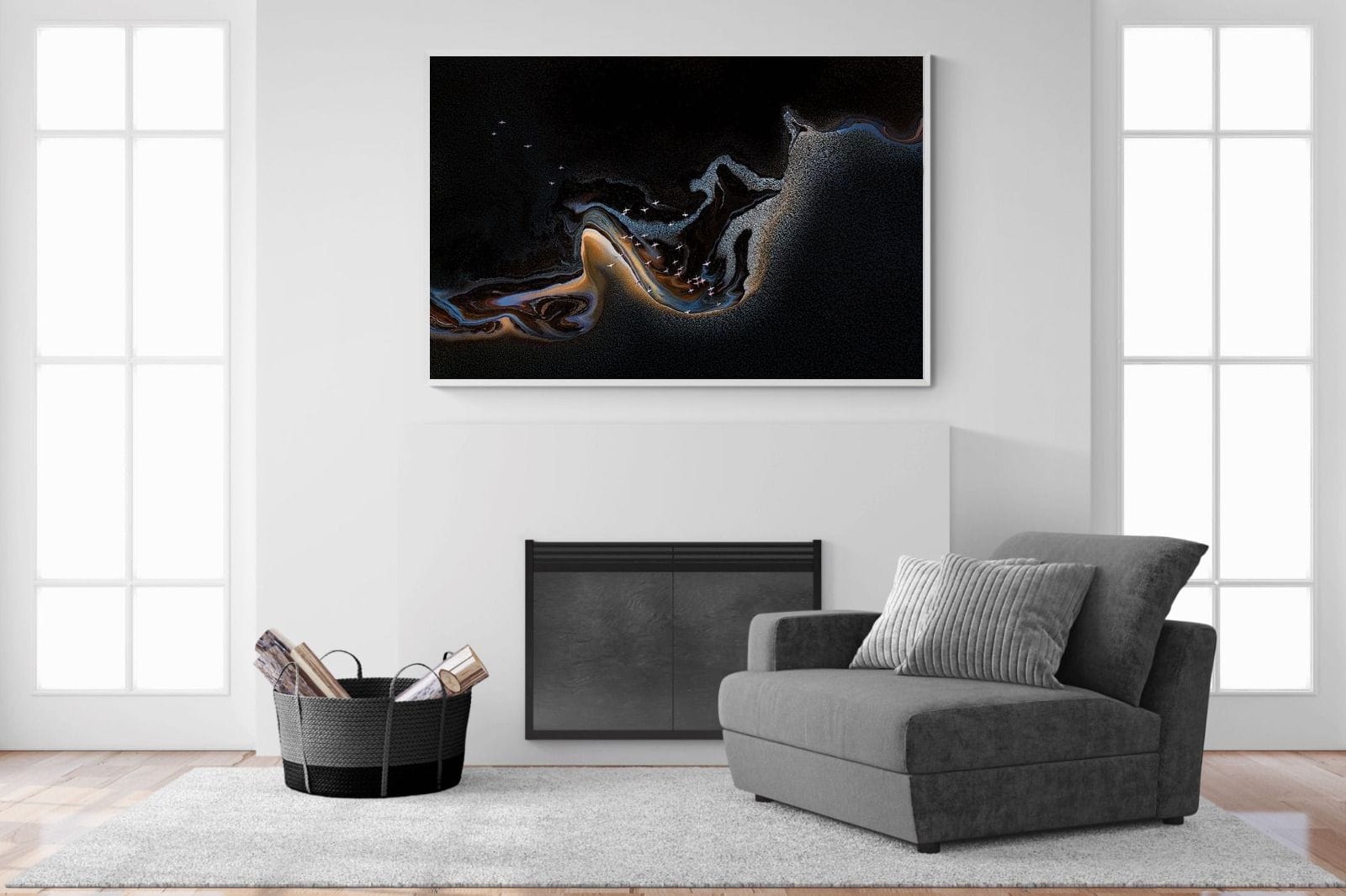Inky Earth-Wall_Art-150 x 100cm-Mounted Canvas-White-Pixalot