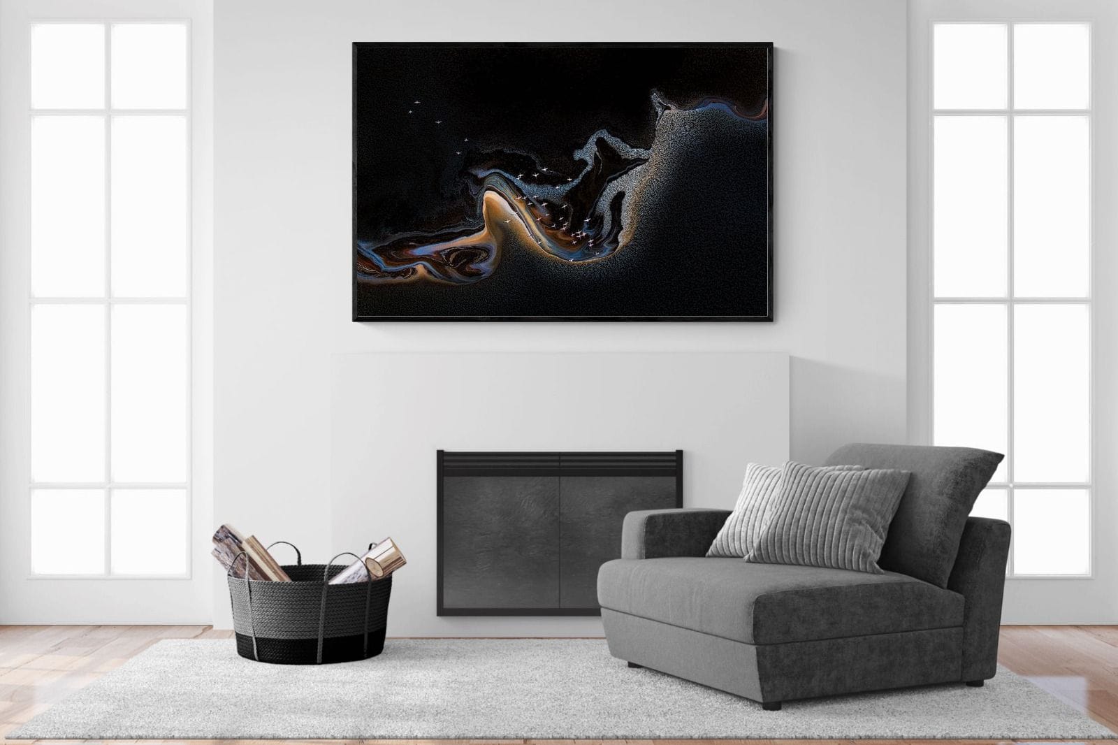 Inky Earth-Wall_Art-150 x 100cm-Mounted Canvas-Black-Pixalot