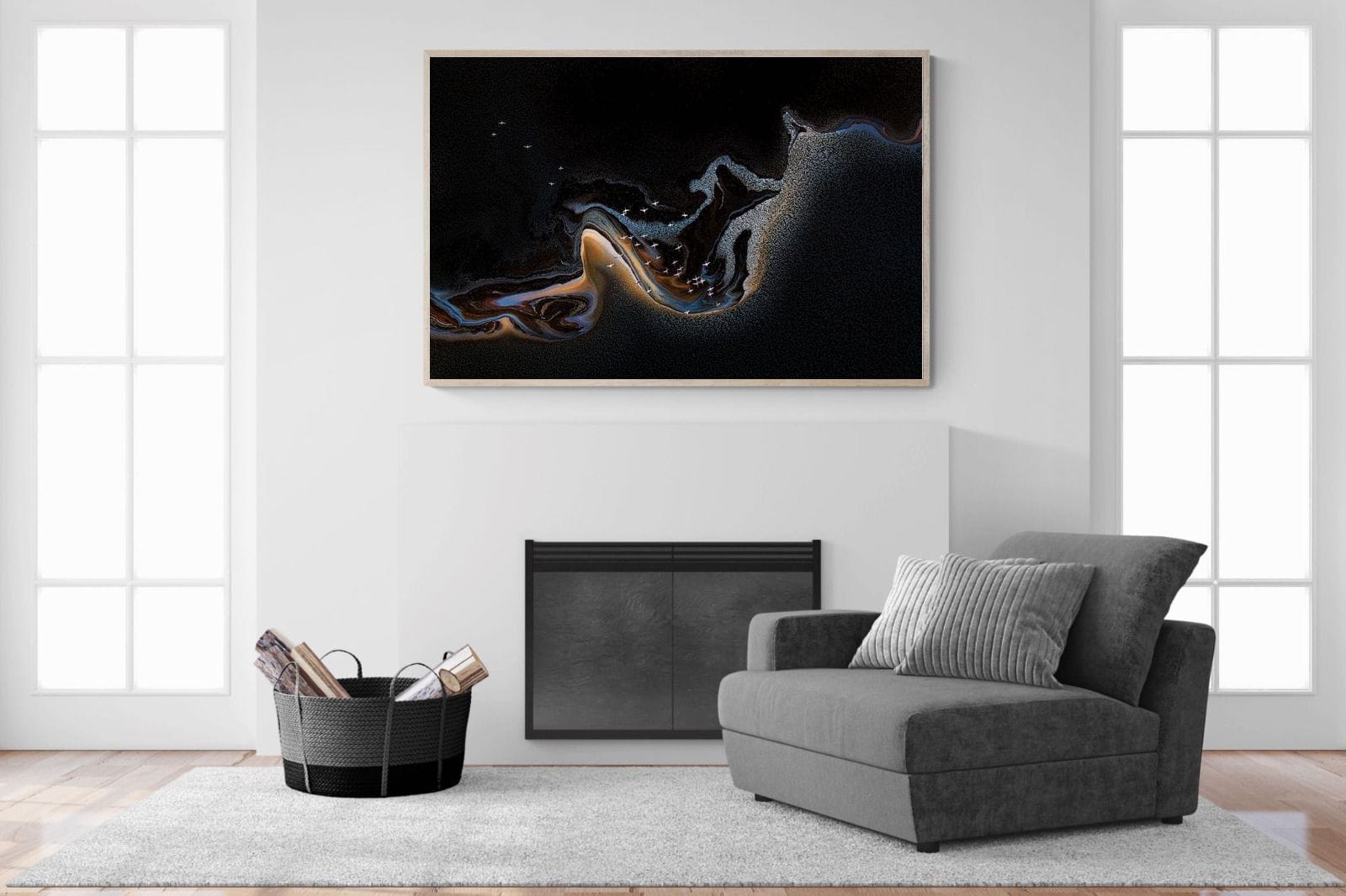 Inky Earth-Wall_Art-150 x 100cm-Mounted Canvas-Wood-Pixalot