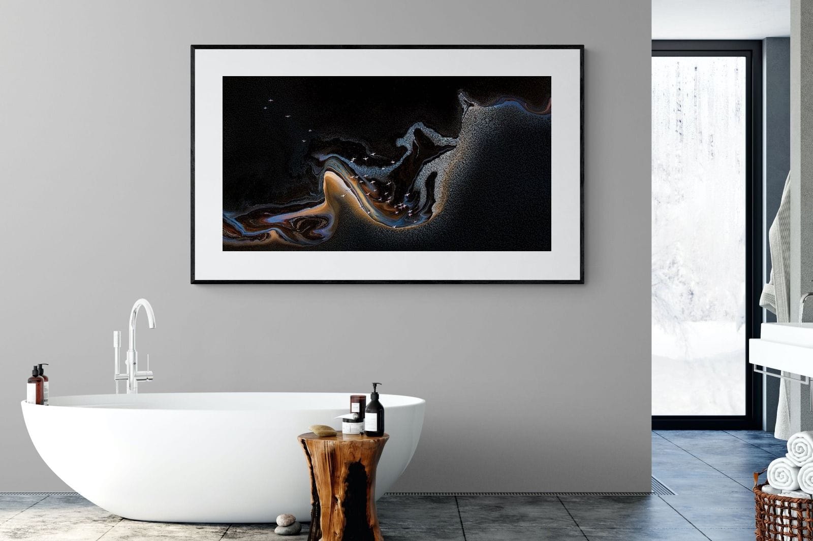 Inky Earth-Wall_Art-180 x 110cm-Framed Print-Black-Pixalot