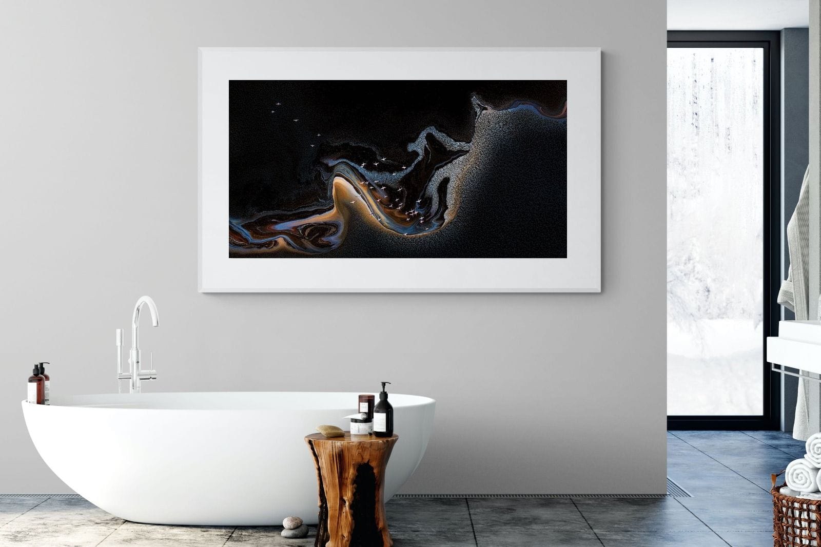 Inky Earth-Wall_Art-180 x 110cm-Framed Print-White-Pixalot