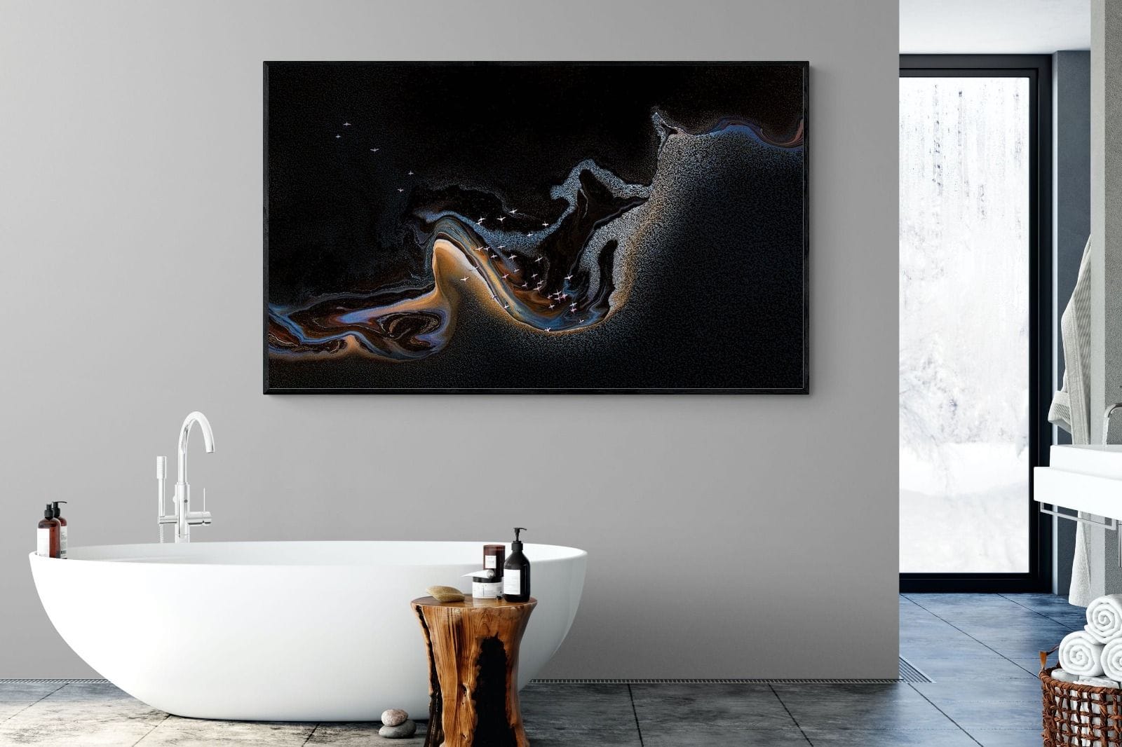 Inky Earth-Wall_Art-180 x 110cm-Mounted Canvas-Black-Pixalot