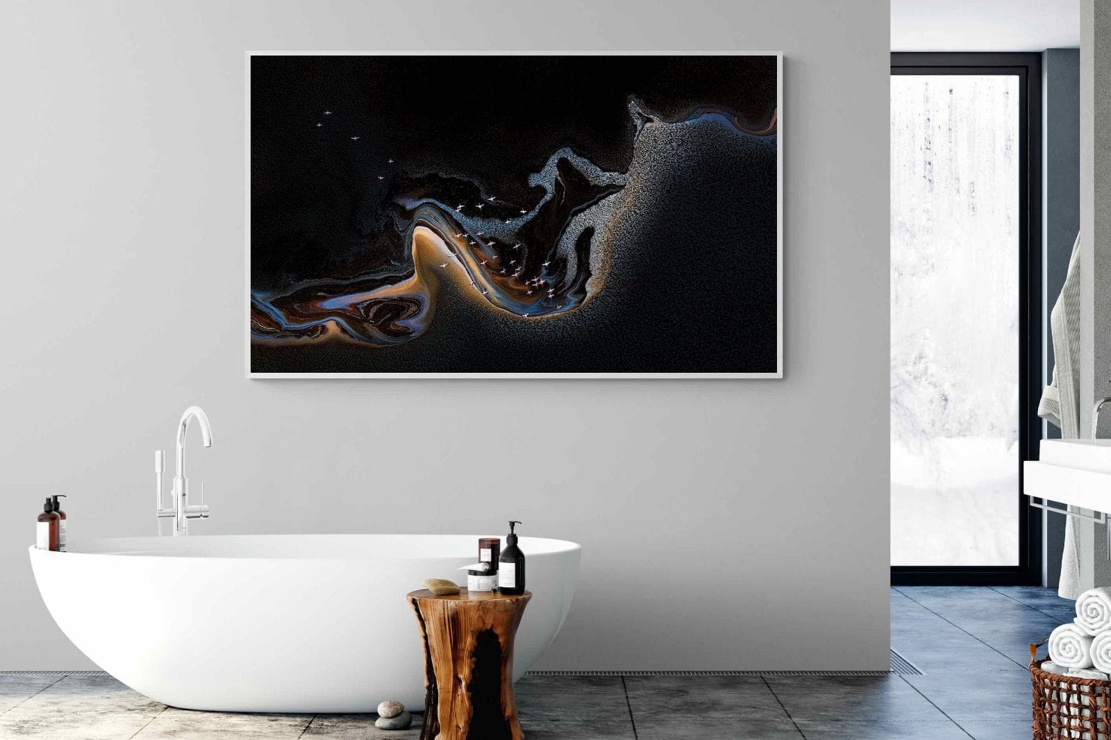 Inky Earth-Wall_Art-180 x 110cm-Mounted Canvas-White-Pixalot