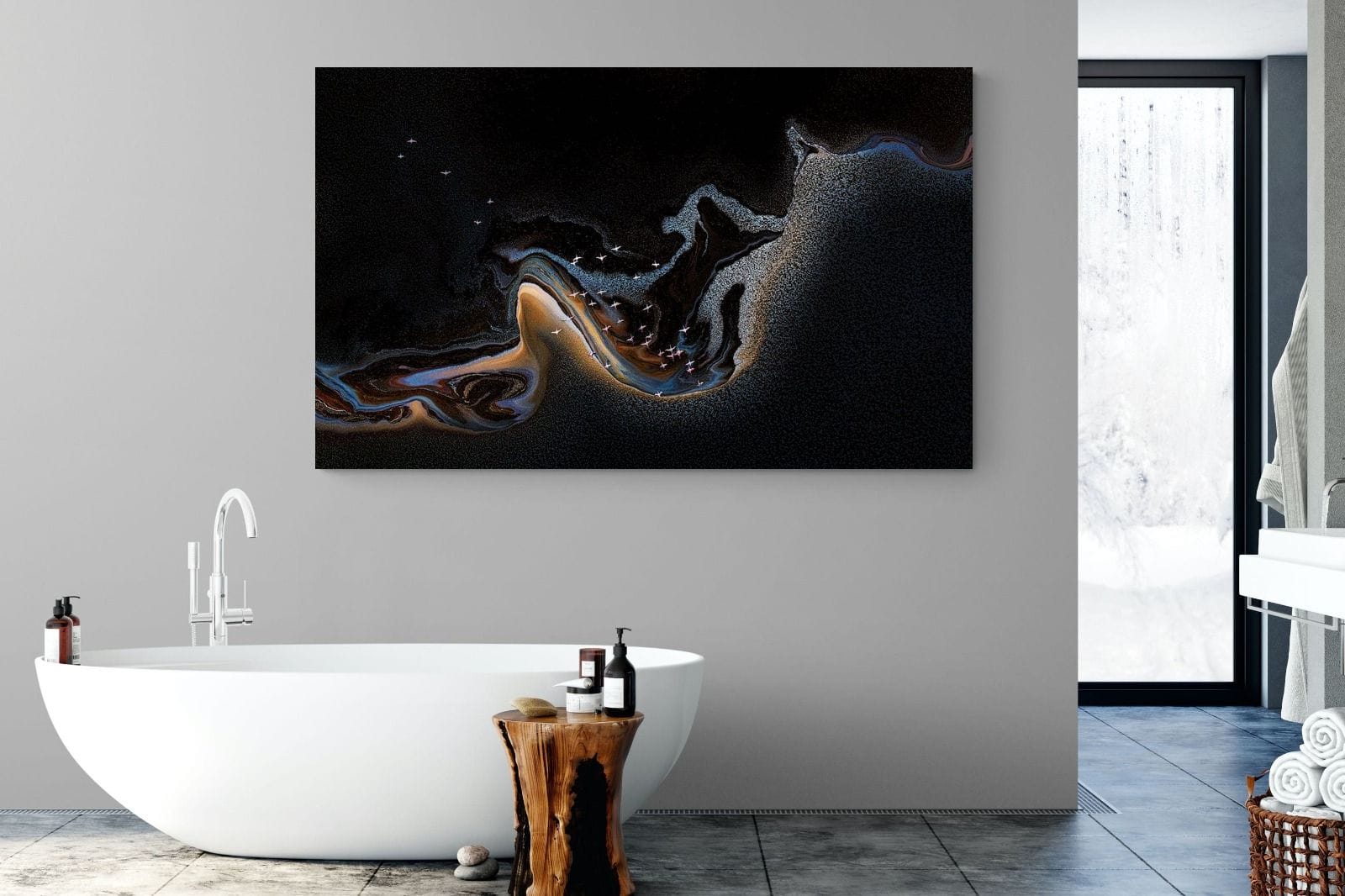 Inky Earth-Wall_Art-180 x 110cm-Mounted Canvas-No Frame-Pixalot