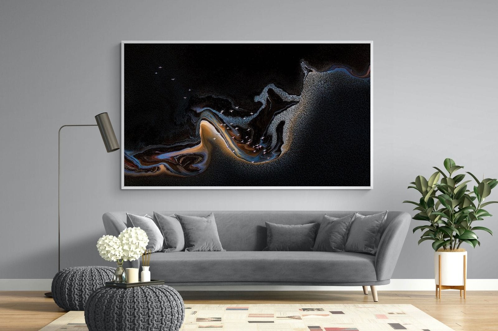 Inky Earth-Wall_Art-220 x 130cm-Mounted Canvas-White-Pixalot
