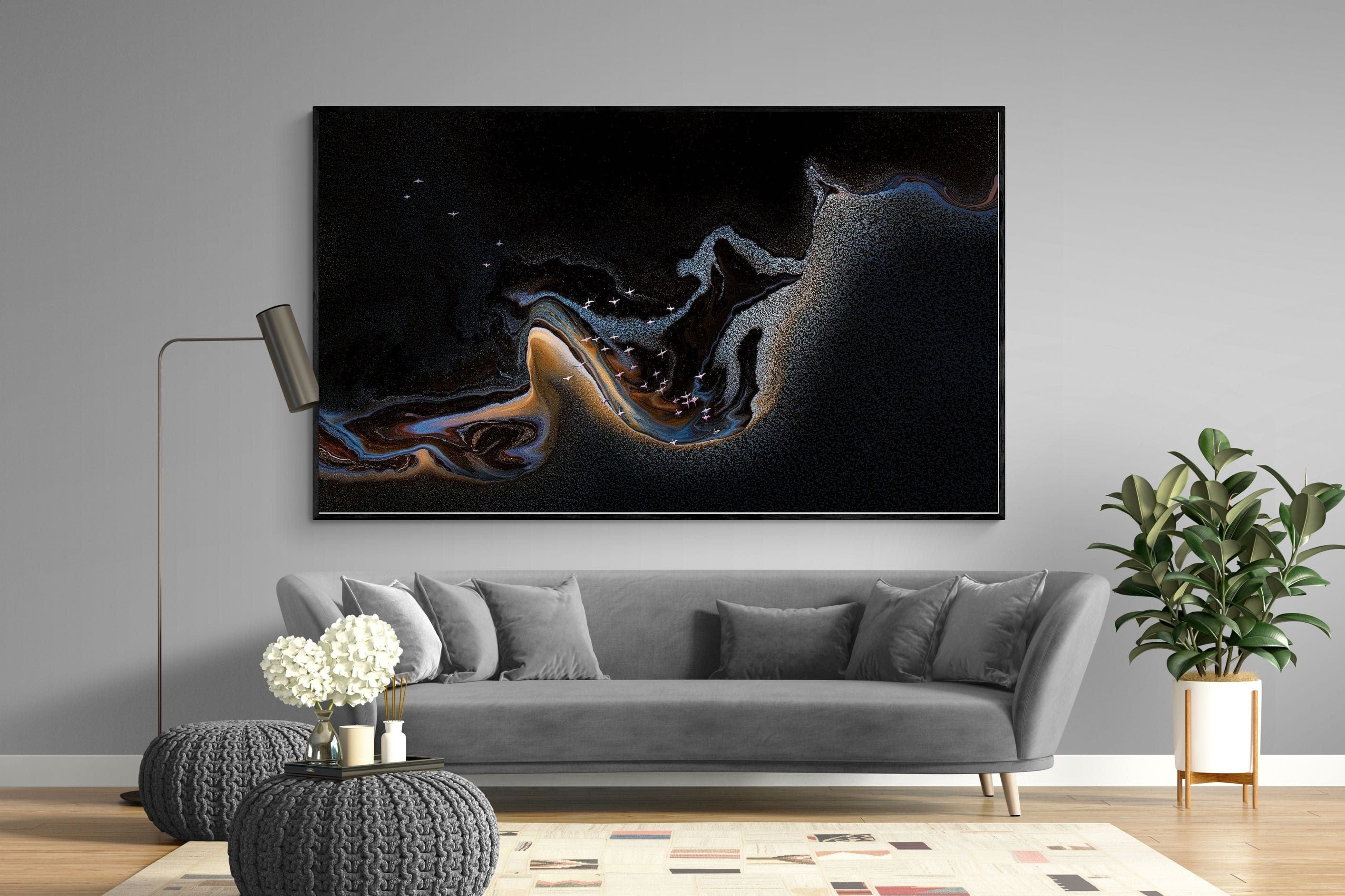 Inky Earth-Wall_Art-220 x 130cm-Mounted Canvas-Black-Pixalot