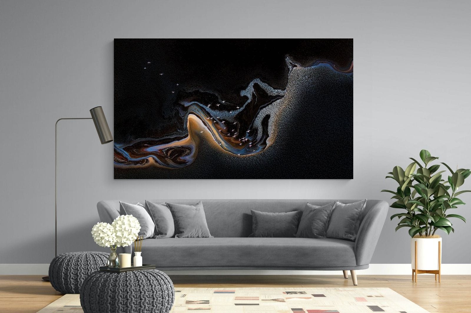 Inky Earth-Wall_Art-220 x 130cm-Mounted Canvas-No Frame-Pixalot