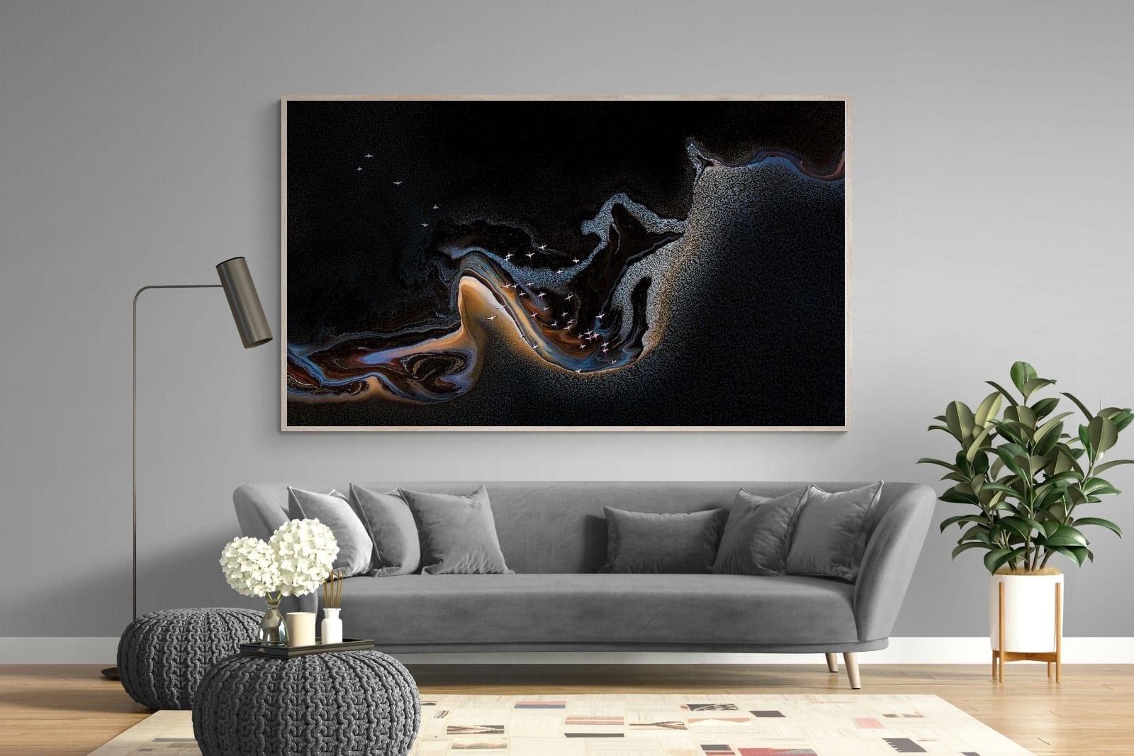 Inky Earth-Wall_Art-220 x 130cm-Mounted Canvas-Wood-Pixalot