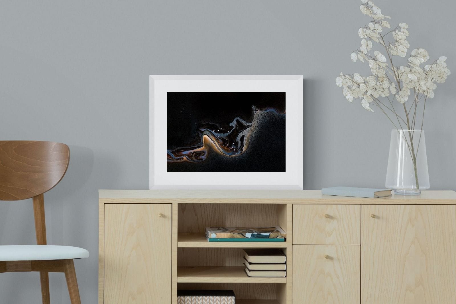 Inky Earth-Wall_Art-60 x 45cm-Framed Print-White-Pixalot