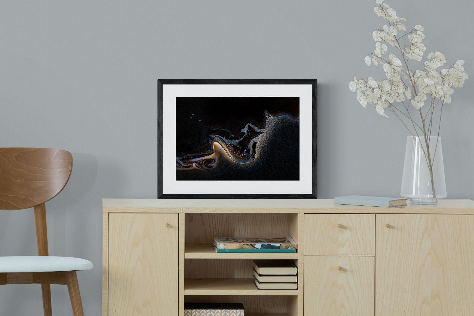 Inky Earth-Wall_Art-60 x 45cm-Framed Print-Black-Pixalot