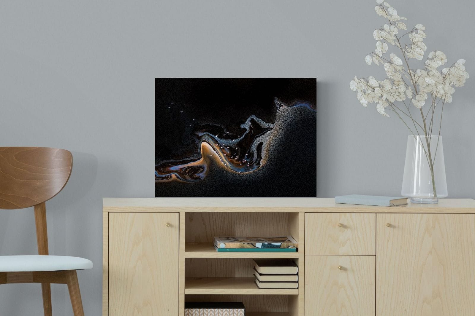 Inky Earth-Wall_Art-60 x 45cm-Mounted Canvas-No Frame-Pixalot