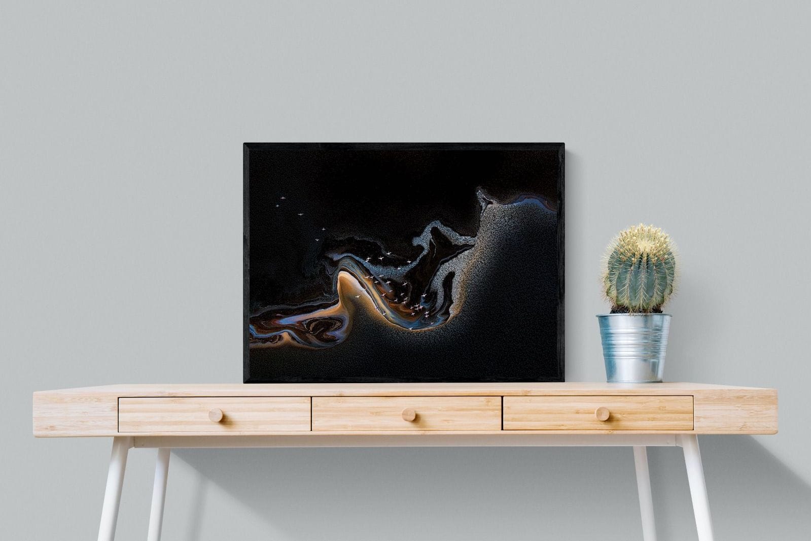 Inky Earth-Wall_Art-80 x 60cm-Mounted Canvas-Black-Pixalot