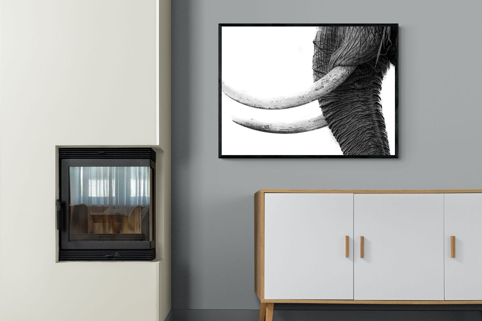 Ivory-Wall_Art-100 x 75cm-Mounted Canvas-Black-Pixalot