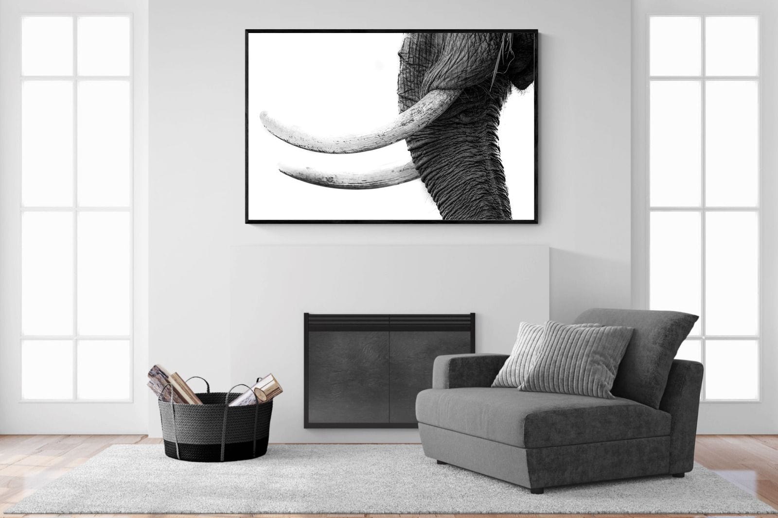 Ivory-Wall_Art-150 x 100cm-Mounted Canvas-Black-Pixalot