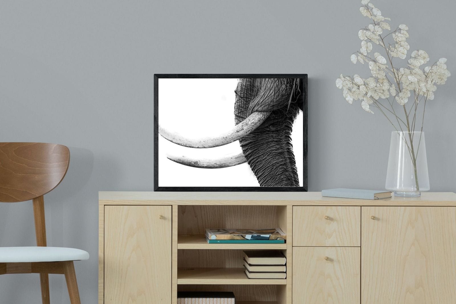 Ivory-Wall_Art-60 x 45cm-Mounted Canvas-Black-Pixalot