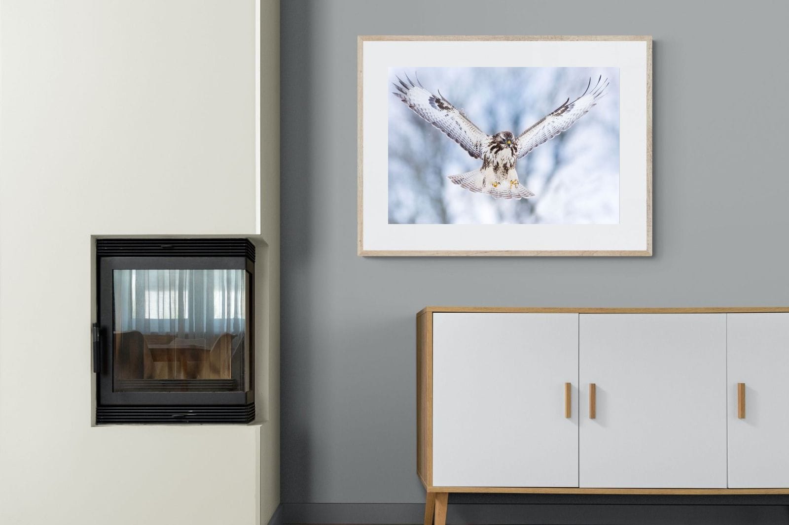 Jackal Buzzard-Wall_Art-100 x 75cm-Framed Print-Wood-Pixalot