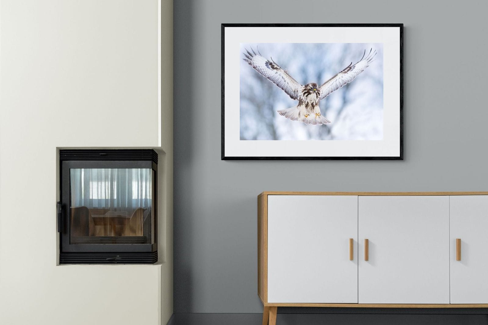 Jackal Buzzard-Wall_Art-100 x 75cm-Framed Print-Black-Pixalot