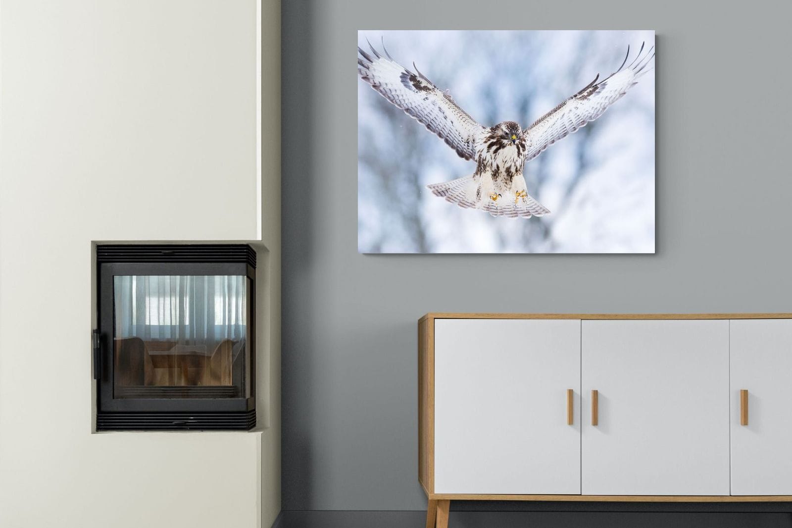 Jackal Buzzard-Wall_Art-100 x 75cm-Mounted Canvas-No Frame-Pixalot