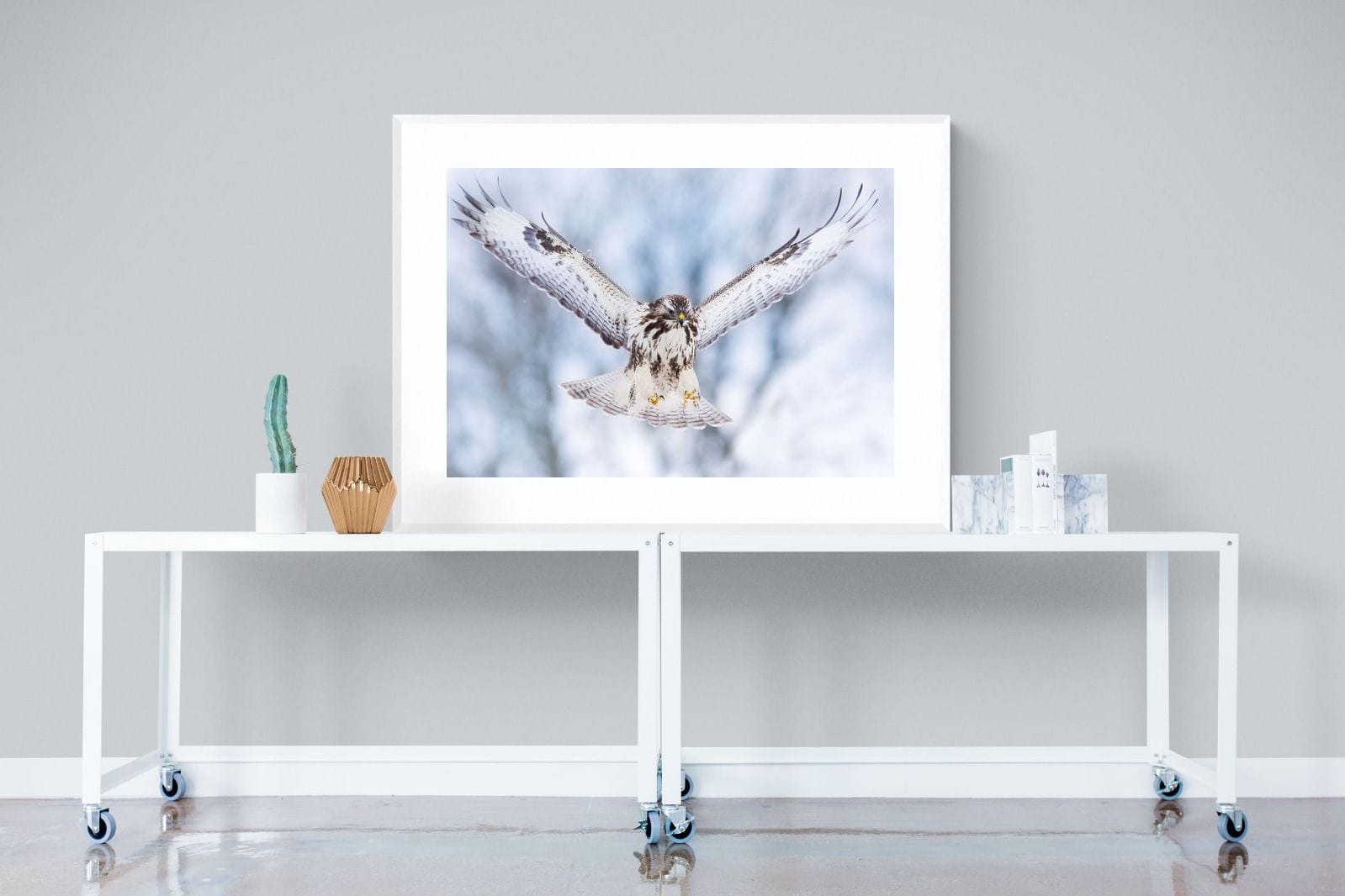 Jackal Buzzard-Wall_Art-120 x 90cm-Framed Print-White-Pixalot