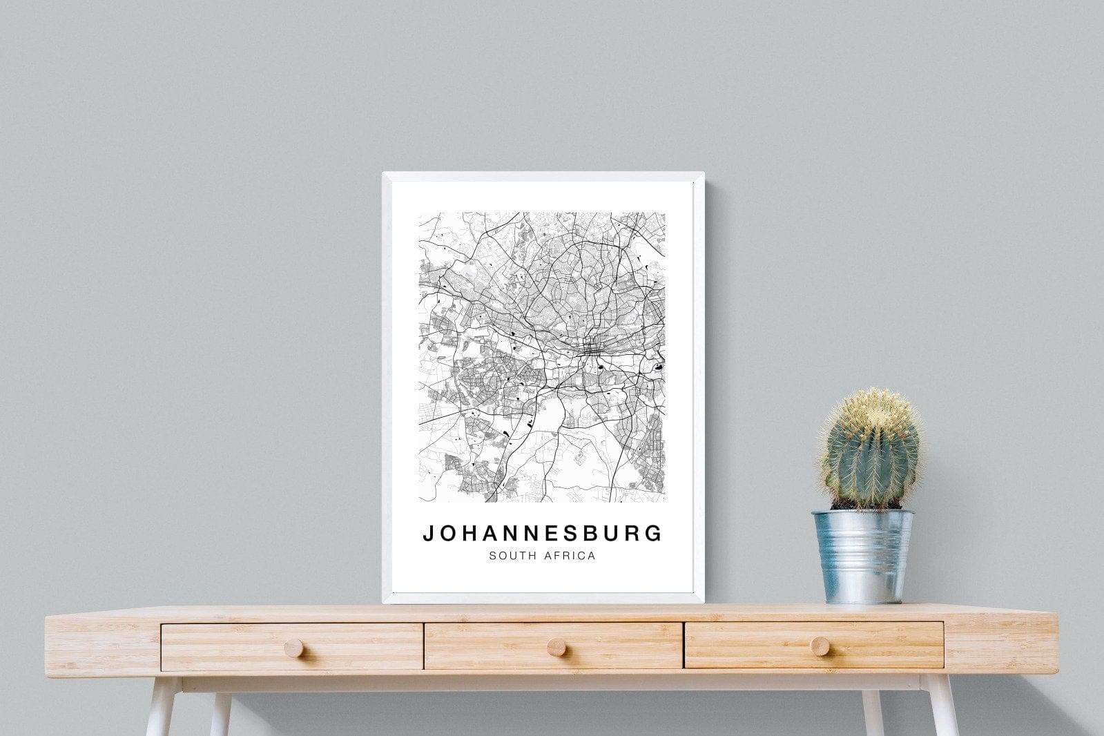 Johannesburg City Map-Wall_Art-60 x 80cm-Mounted Canvas-White-Pixalot