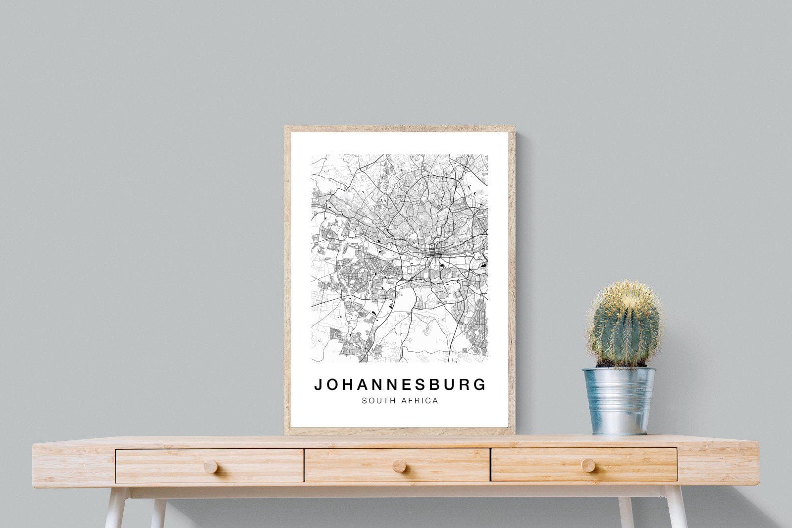 Johannesburg City Map-Wall_Art-60 x 80cm-Mounted Canvas-Wood-Pixalot