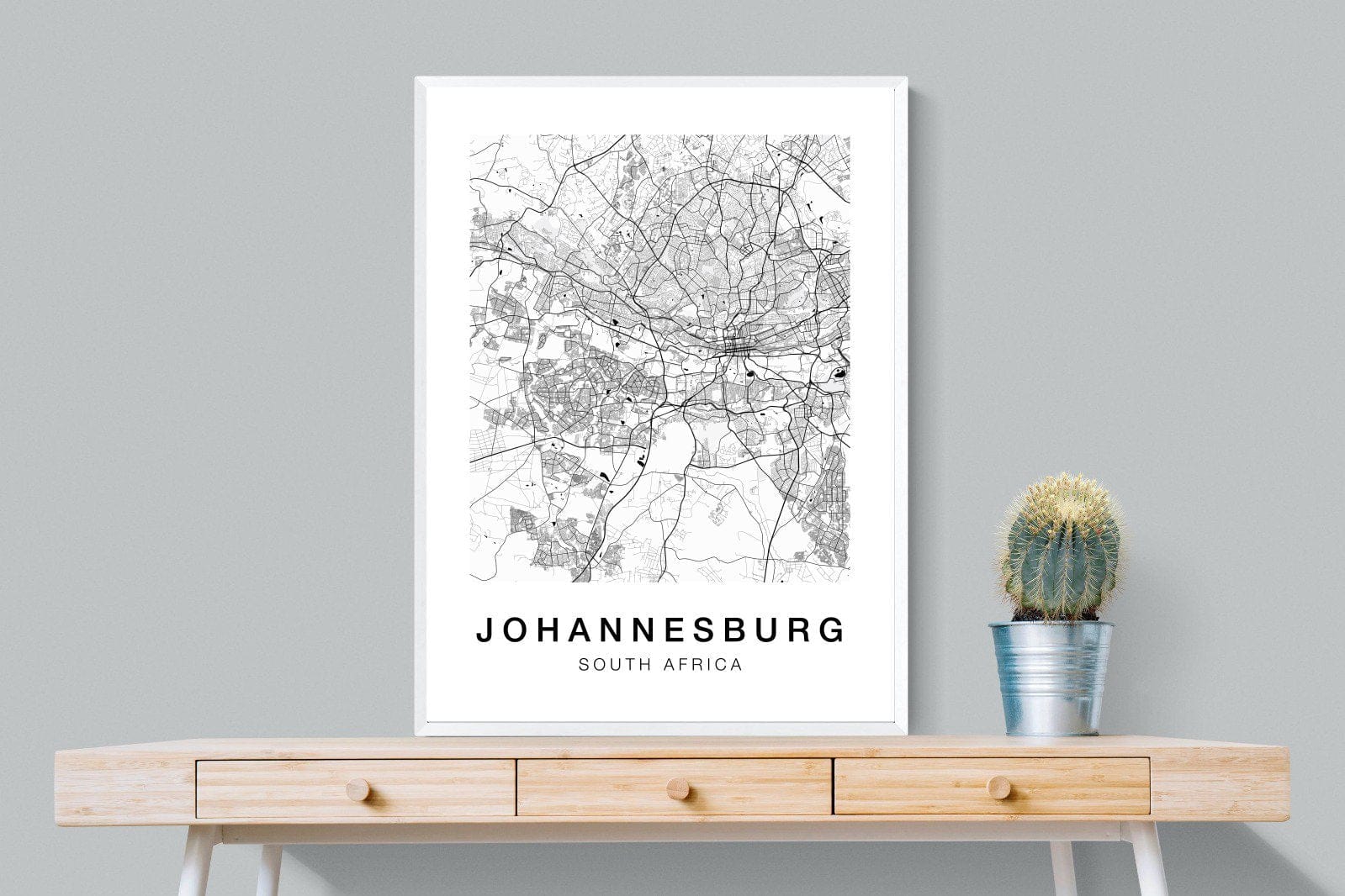 Johannesburg City Map-Wall_Art-75 x 100cm-Mounted Canvas-White-Pixalot