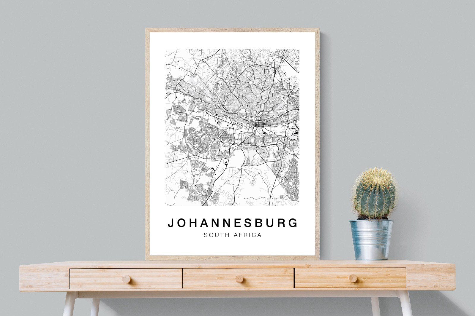 Johannesburg City Map-Wall_Art-75 x 100cm-Mounted Canvas-Wood-Pixalot