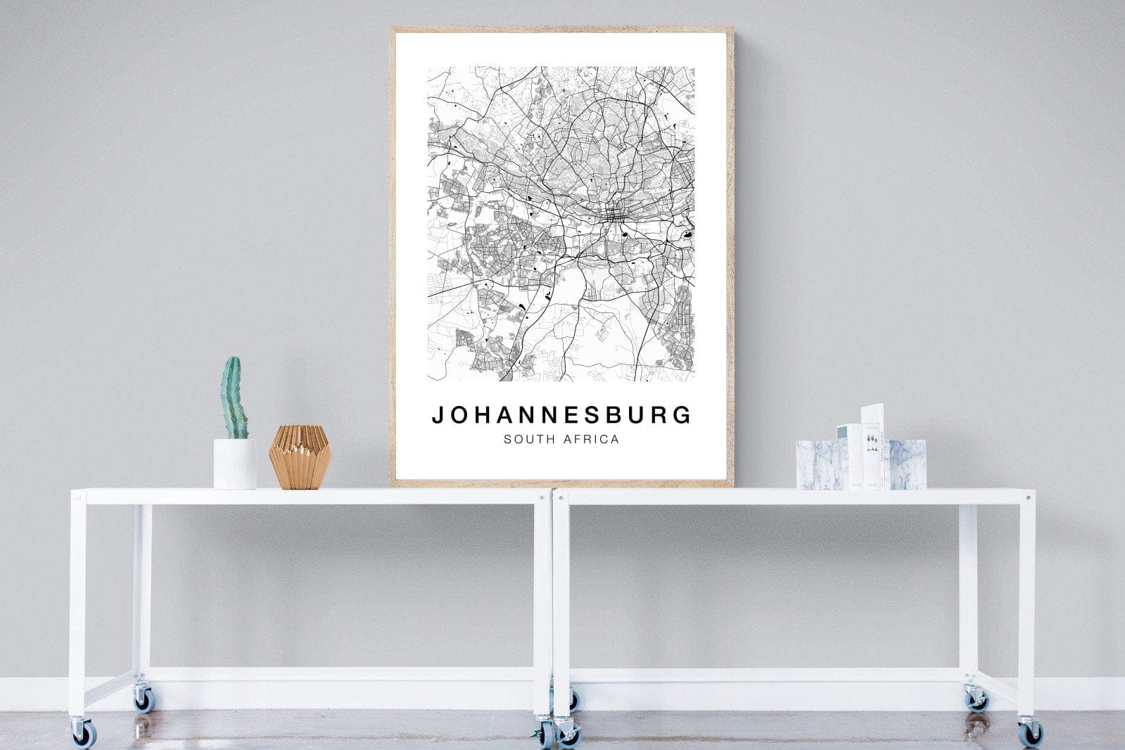 Johannesburg City Map-Wall_Art-90 x 120cm-Mounted Canvas-Wood-Pixalot