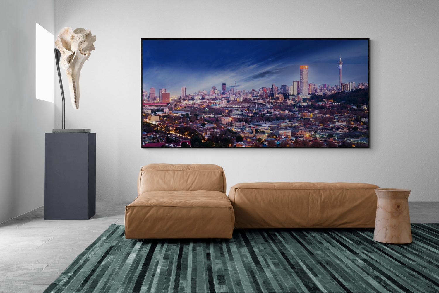 Johannesburg Panoramic-Wall_Art-275 x 130cm-Mounted Canvas-Black-Pixalot