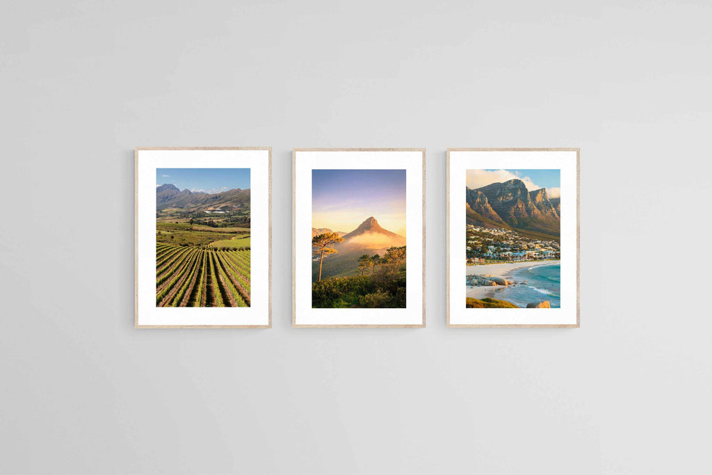 Kaapstad Set-Wall_Art-45 x 60cm (x3)-Framed Print-Wood-Pixalot