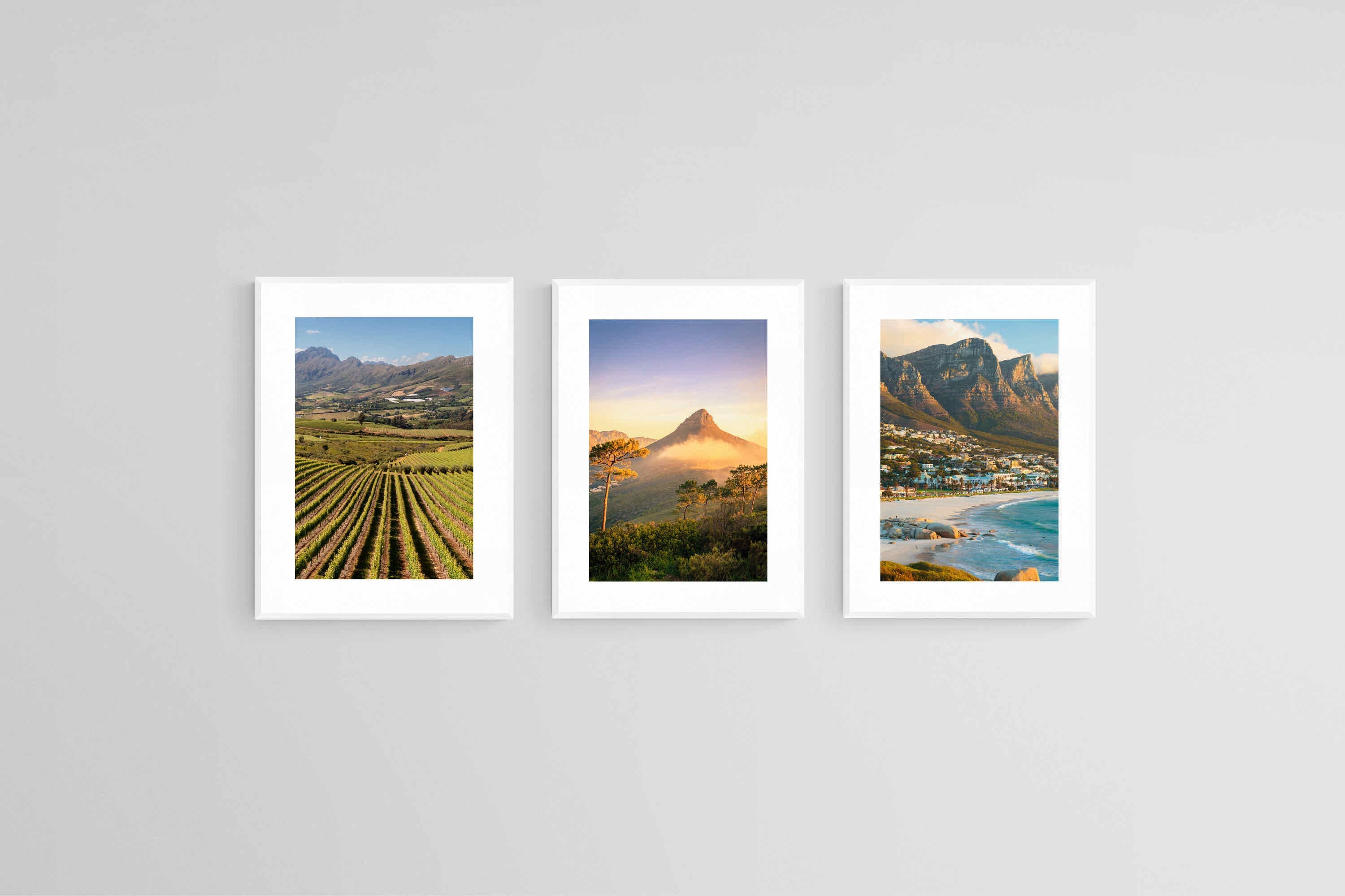 Kaapstad Set-Wall_Art-45 x 60cm (x3)-Framed Print-White-Pixalot